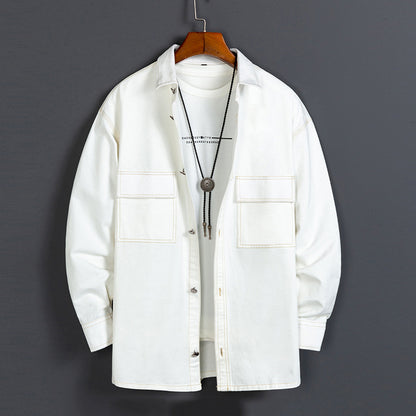 Herr nya trendiga bomulls långärmade skjortor