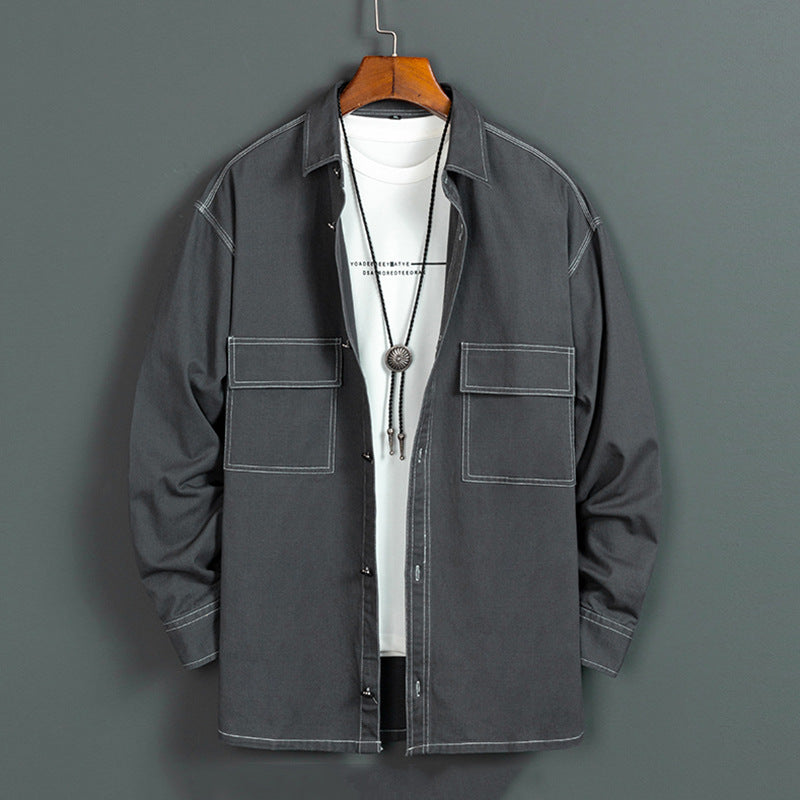 Herr nya trendiga bomulls långärmade skjortor