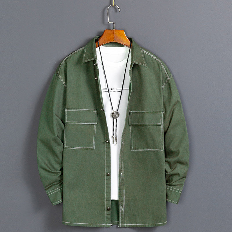 Herr nya trendiga bomulls långärmade skjortor