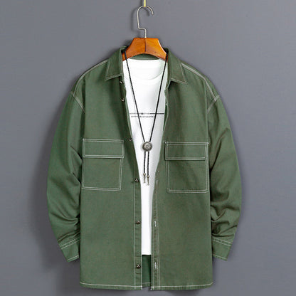 Herr nya trendiga bomulls långärmade skjortor