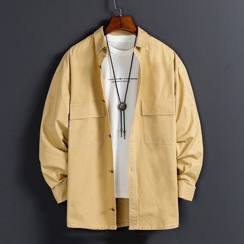 Herr nya trendiga bomulls långärmade skjortor