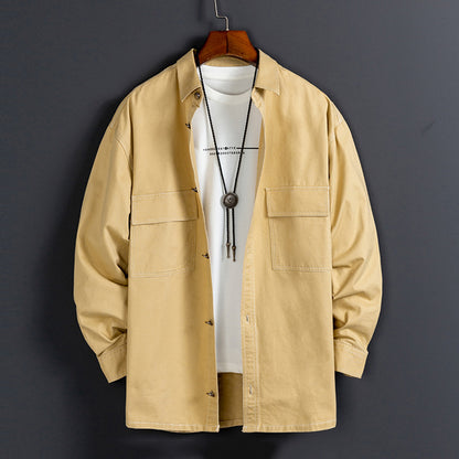 Herr nya trendiga bomulls långärmade skjortor