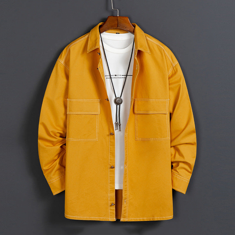 Herr nya trendiga bomulls långärmade skjortor