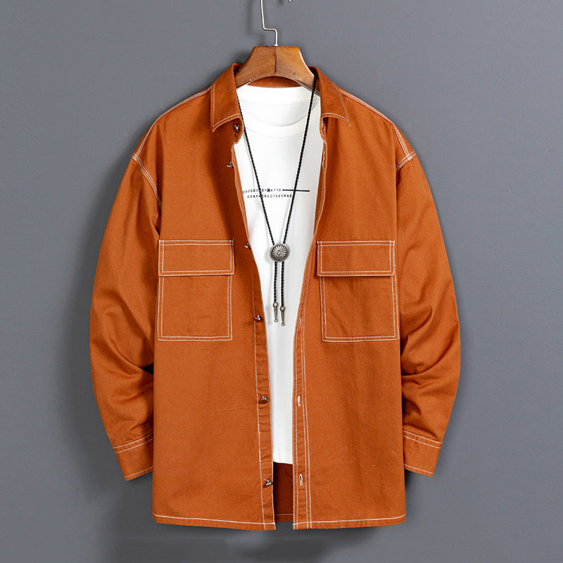 Herr nya trendiga bomulls långärmade skjortor