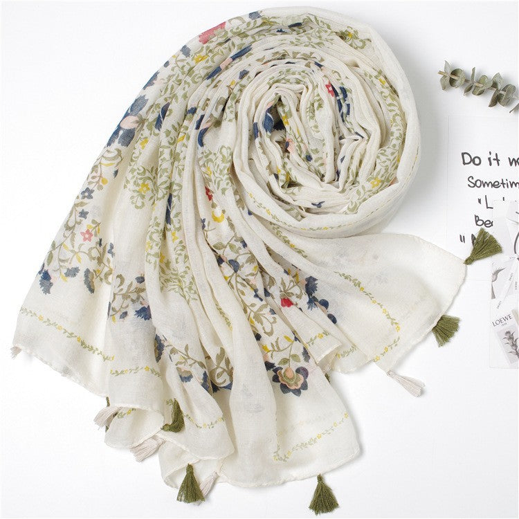 Vintage sidenäcksduk i lapptäckesstil