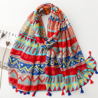 Vintage sidenäcksduk i lapptäckesstil