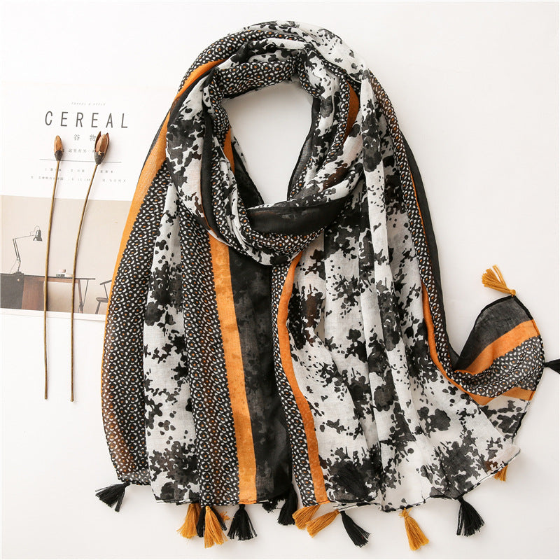 Vintage sidenäcksduk i lapptäckesstil