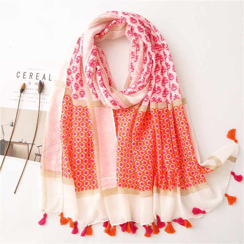 Vintage sidenäcksduk i lapptäckesstil