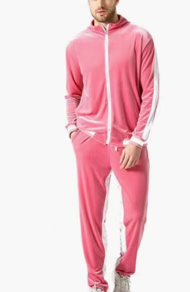 Kontrasterande guld sammetskostym för män