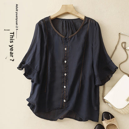 T-shirt i retrostil med halv-ärm