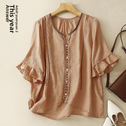 T-shirt i retrostil med halv-ärm