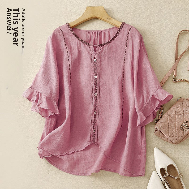 T-shirt i retrostil med halv-ärm