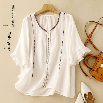 T-shirt i retrostil med halv-ärm